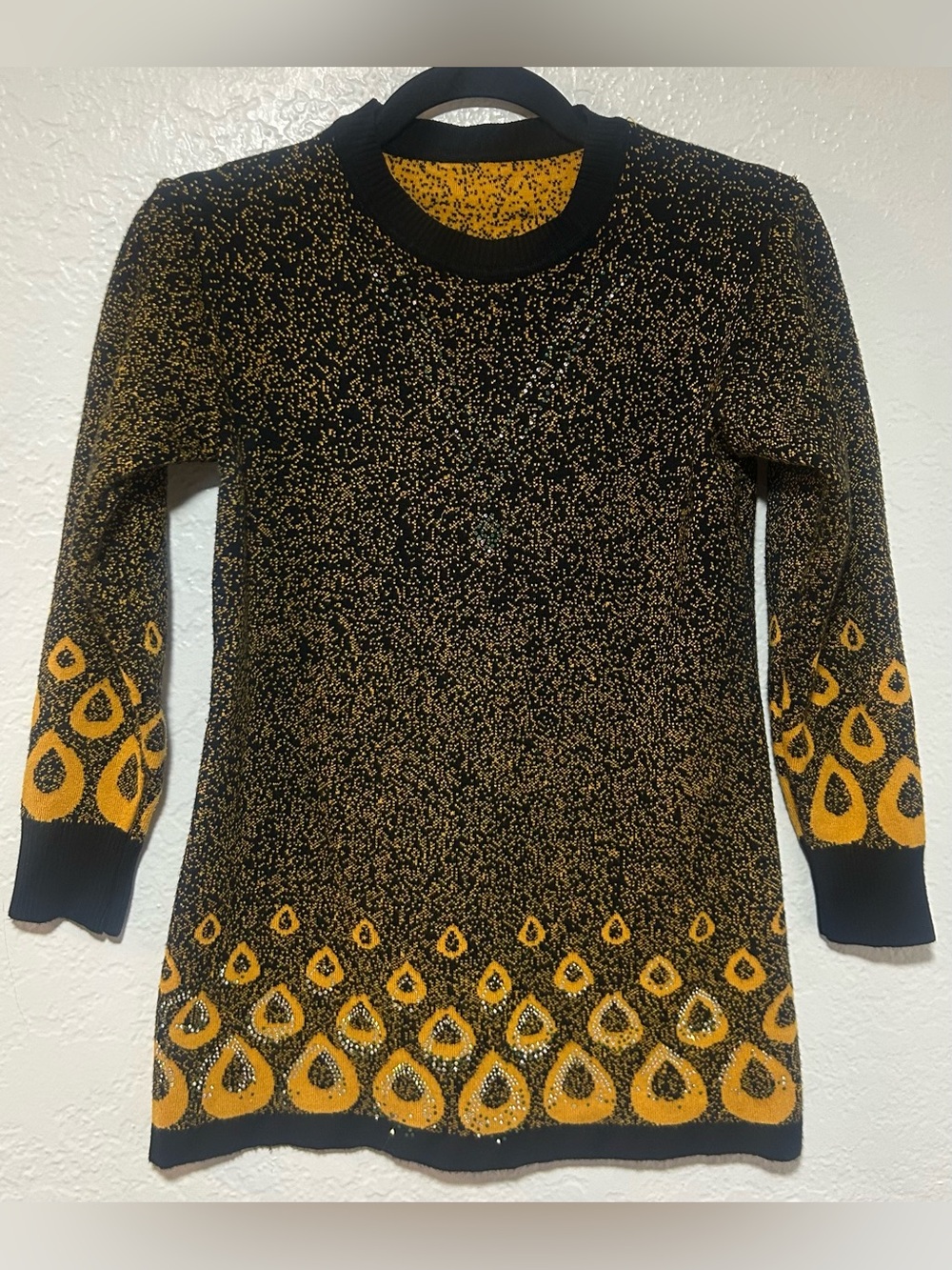 Black & Gold Patterned Women's Sweater